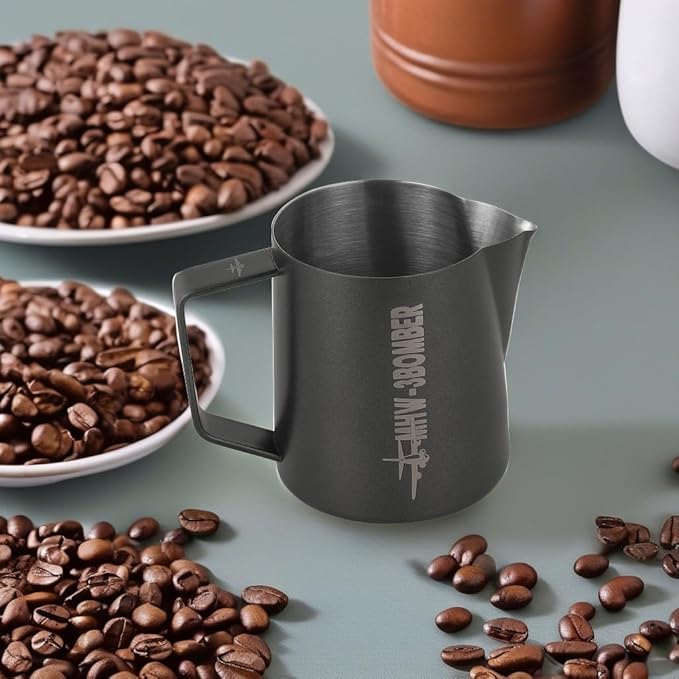 MHW-3BOMBER Espresso Steaming Pitcher Milk Frothing Pitcher Stainless Steel Milk Coffee Cappuccino Latte Art Barista Cup 20oz/600ml (Matte Black) P5033B-OS