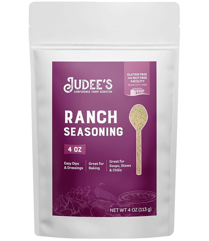 Judee's Seasoning 4 oz for Salad Dressings, Seasonings, and Dips - Add to Soups, Stews, or Chilis - Sprinkle over French Fries and Appetizers - Gluten-Free and Nut-Free (Ranch)