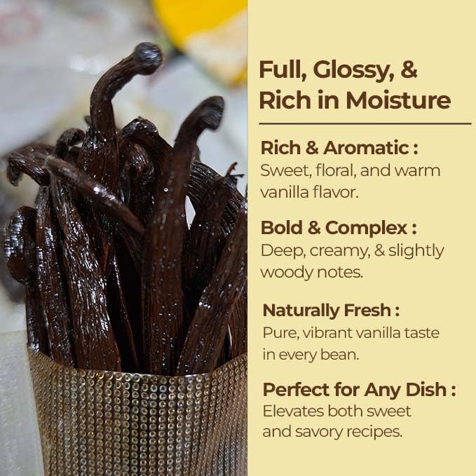 1 LB Bulk Vanilla Beans Grade A + | Vanilla Bean Pods For Making Vanilla Extract | Non-GMO | Premium Natural Vanilla beans For Baking, Cooking, Desserts | 6-8 Inches | NY Vanilla.