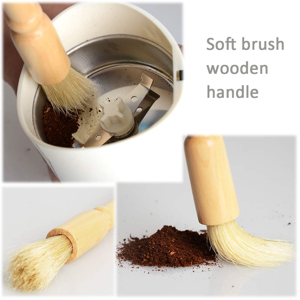 2 Pack Coffee Grinder Cleaning Brush, Heavy Wood Handle & Natural Bristles Wood Dusting Espresso
