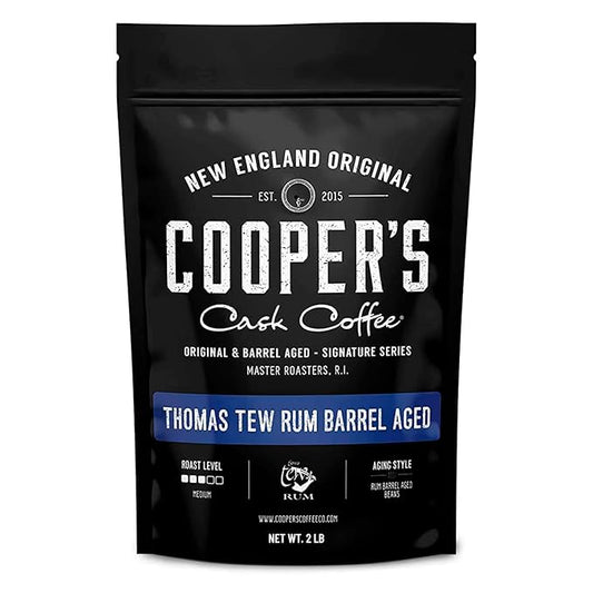 Rum Barrel Aged Coffee, Single-Origin Rwandan Beans Aged in Rum Barrels, Medium Roast Whole Bean, 2 lb