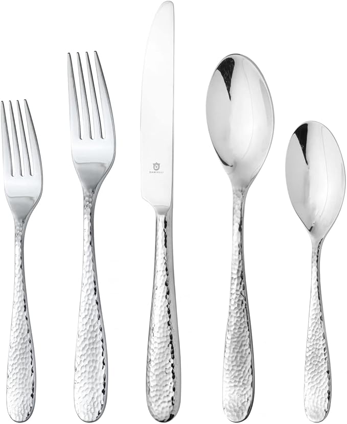 Premium 18/10 Stainless Steel Flatware ??Fidenza, Fidenza Hammered, Marettimo, Marettimo Hammered, and Mezzano Engraved collections (60-Piece, Mezzano Engraved)
