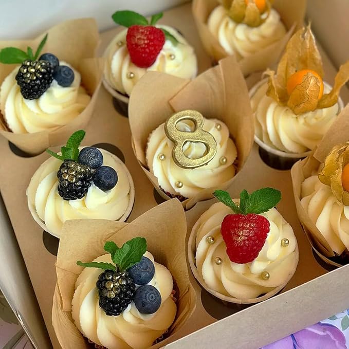 150 Pieces Tulip Cupcake Muffin Liners Paper Baking Cups Greaseproof Cupcake Wrappers for Birthday Wedding Party Baby Showers Catering Restaurants(Light Coffee)