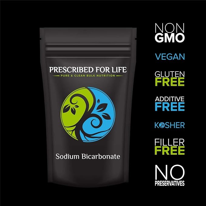 Prescribed For Life Sodium Bicarbonate Powder, Organic Aluminum Free Baking Soda, Bicarbonato de Sodio en Polvo, USP Grade (5kg / 11lb)