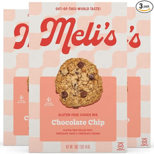 Meli?셲 Choco-Lot Gluten Free Cookie Mix, High Protein Baking Mix with Natural & Milk Chocolate Chips, Chocolate Chunks & Rolled Oats, Easy Bake Oven Mixes for Sweet Treats, 16oz Box,3-Pack