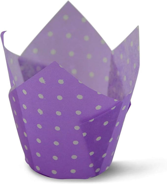 Polka Dot Purple Medium Size Tulip Baking Cups Cupcake Liners Muffin Liners Greaseproof Paper 1000
