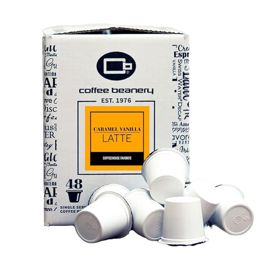 Caramel Vanilla Latte Coffee Pods by Coffee Beanery | 192ct Bulk Flavored Coffee Pods Medium Roast Coffee