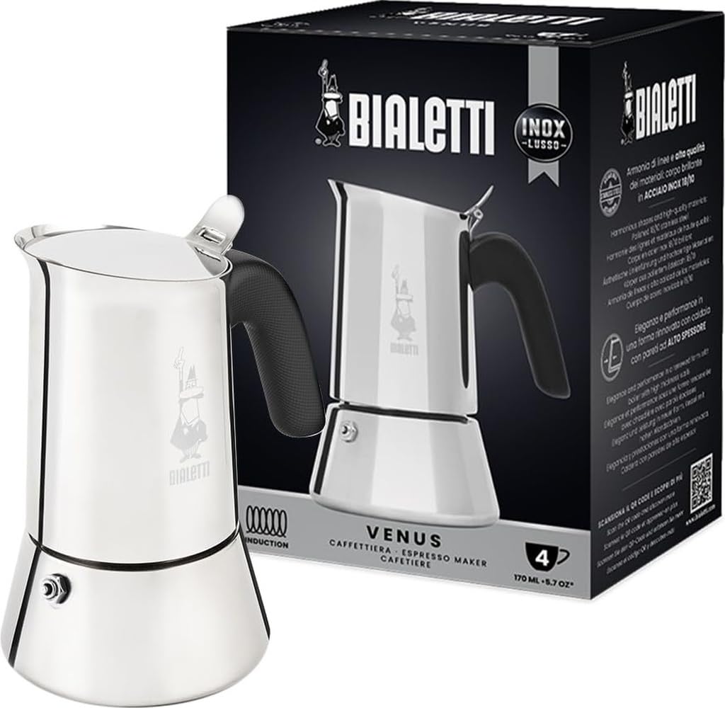Bialetti - New Venus Induction, Stovetop Coffee Maker, Suitable for all Types of Hobs, Stainless