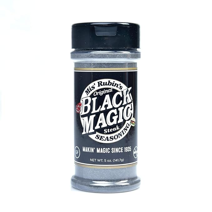 MIS' RUBIN'S BLACK MAGIC SEASONING Charcoal Seasoning for Steak Meat - BBQ seasonings and rubs for smoking and grilling spices - Spices and Seasonings For Grilling - 5 Oz. BBQ Seasoning Shaker