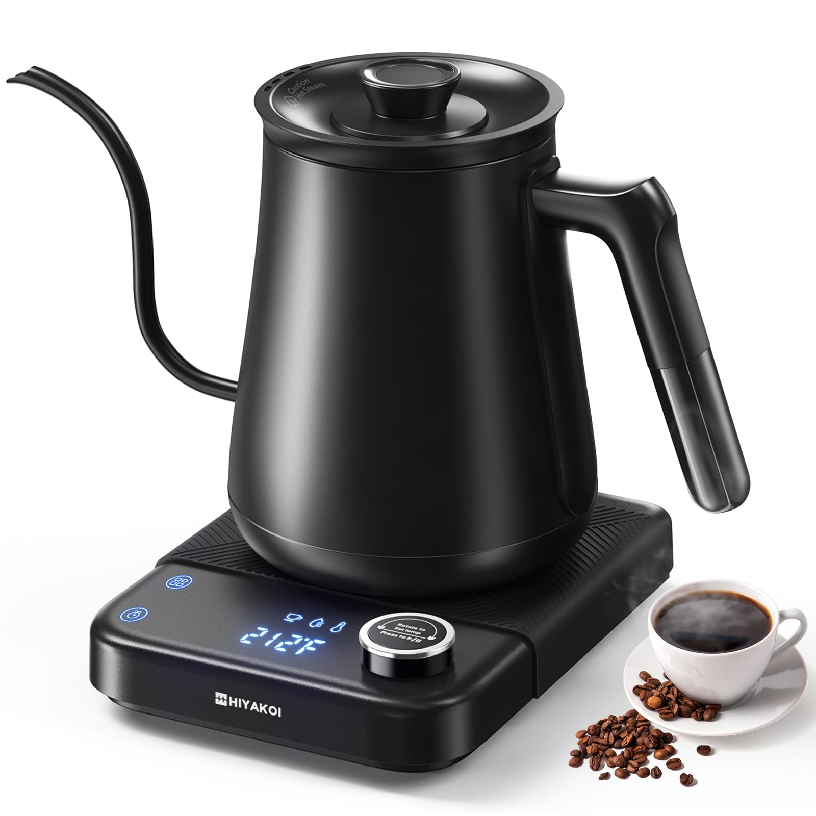 Gooseneck Electric Kettle HIYAKOI with ±1℉ Temperature Control, Pour Over Kettle for Coffee & Tea