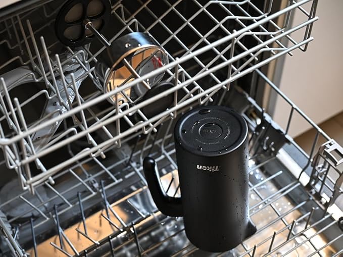 Tiken French Press Coffee Maker Stainless Steel Double-wall Vacuum Insulated Coffee Press Dishwasher Safe, 34Oz Black