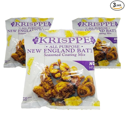 Krisppe All Purpose New England Style Batter Mix for Rhode Island Clam Cakes & Fritters (3 Pack)
