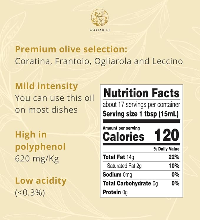 Smoked Olive Oil - Extra Virgin Italian Quality Olive Oil. Ideal for Infusing Rich Smoked Taste into Fish, Meat, Salmon and Cheese Recipes - COSTABILE 8.45 Fl. Oz.