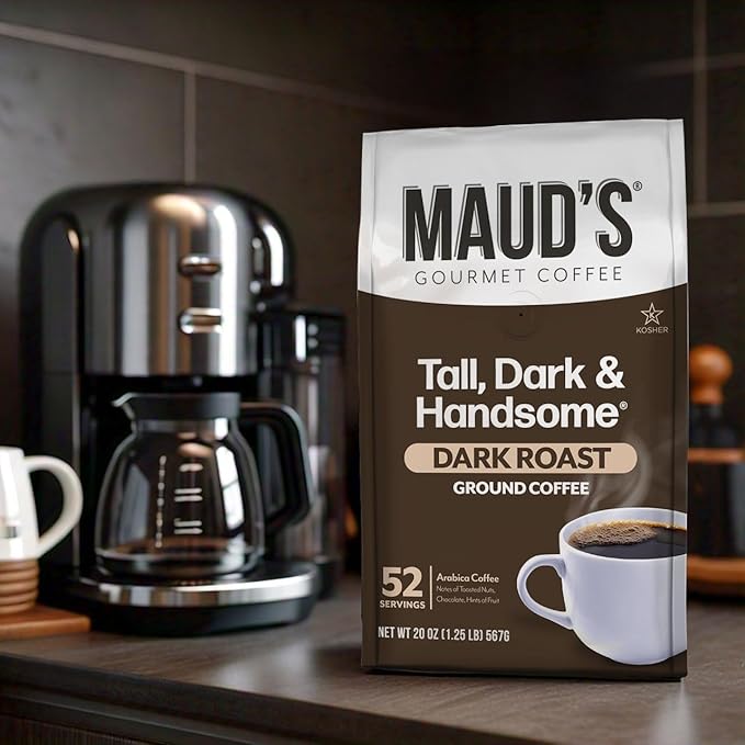 Maud's Dark Roast Ground Coffee, 2 Bags (40oz), 100% Arabica Coffee, 104 Servings
