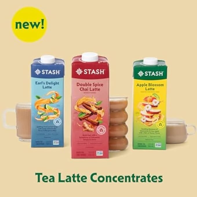STASH Apple Blossom Latte Concentrate - Barista Style Caffeinated Latte Tea Beverage - Crafted in Oregon - Plant Based and Dairy-Free, Serve Hot or Iced, 32 fl oz