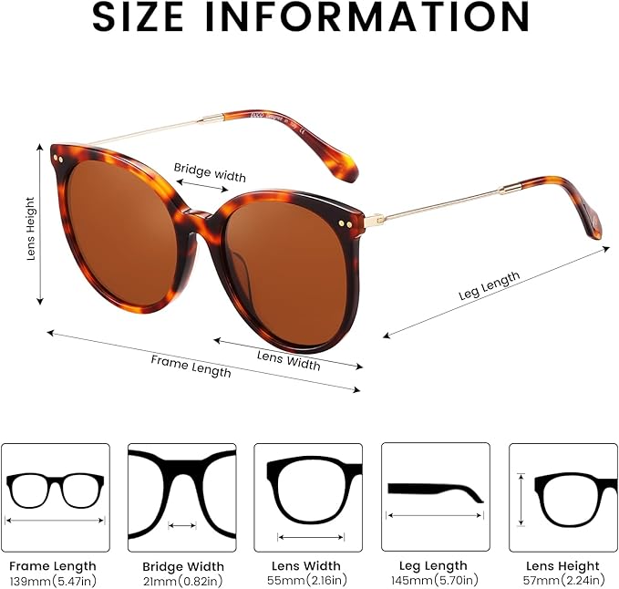 DUCO Oversized Polarized Sunglasses Womens Trendy Mirrored Shades Retro Round Vintage Light Weight UV400 Sun Glasses W016