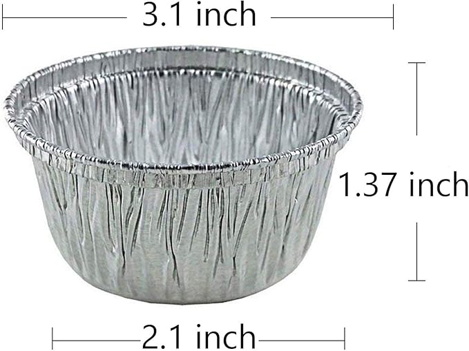 200Pcs 4 Oz Aluminum Foil Baking Cups Disposable Cupcake Liners for Baking, Roasting, Cupcake, Egg Tart, Pudding, Creme Brulee, Cakes, Sauces, Condiments, 120 mL
