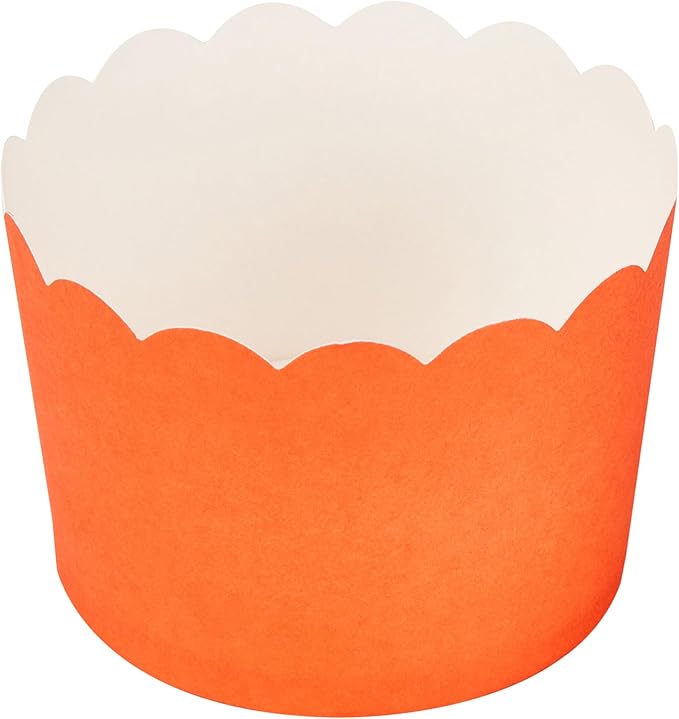 Panificio 10 Ounce Cupcake Wrappers, 200 Scalloped Baking Cups - Oven-Ready, Greaseproof, Orange Paper Cupcake Liners, Disposable, For Birthdays, Baby Showers, Or Weddings - Restaurantware