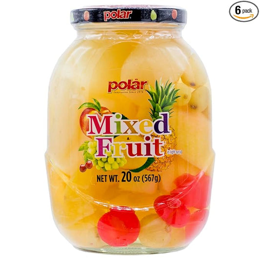 Mixed Fruit in Light Syrup, glass jar 20oz (Pack of 6)