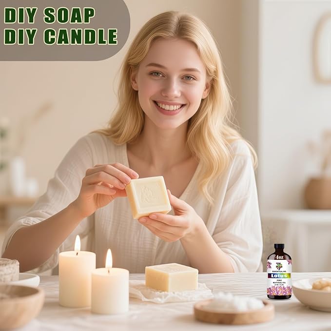 Lotus Essential Oil (4 oz/120 ml) ??Lotus Oils for Aromatherapy, diffusers, humidifiers, Home fragrances, DIY Skincare, soap Making, DIY Candle, Relaxation, Yoga, and Meditation