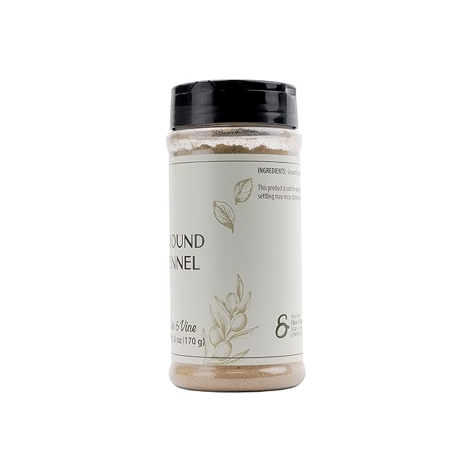 Olive & Vine Ground Fennel, Aromatic Spice, Seasoning for Sausages, Curries, and Baked Goods, with Rich Tradition, Authentic Taste, For Global Recipes (6 Ounce)