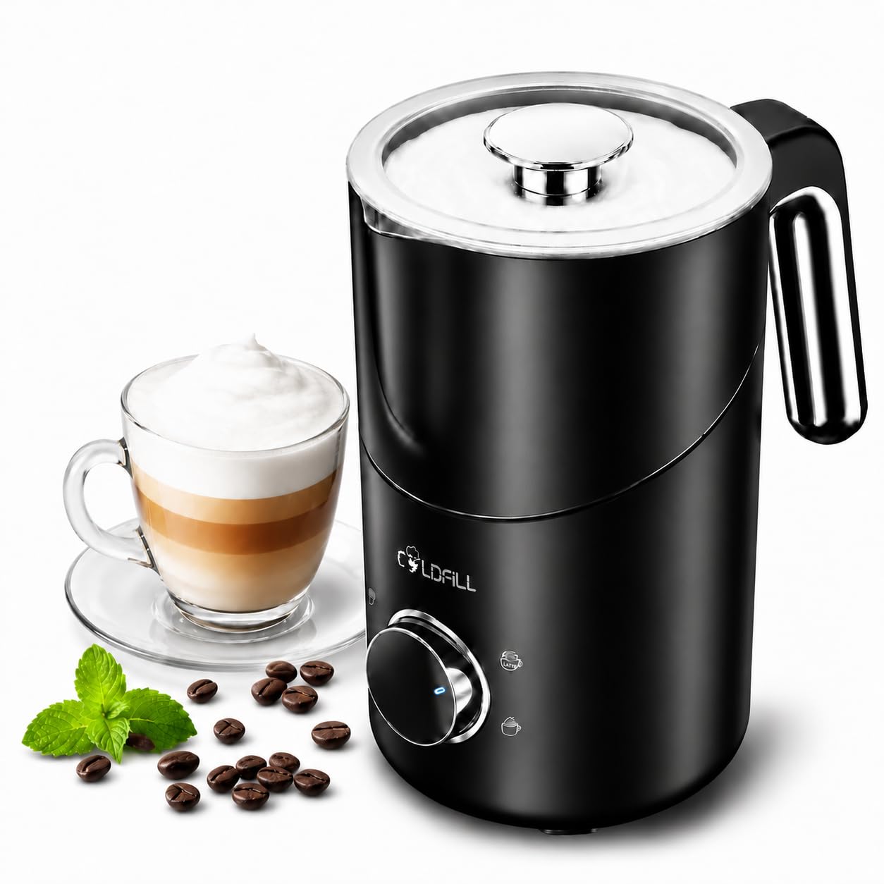 COLDFILL 8-in-1 Milk Frother, 21.16oz/600ml Large Capacity Milk Frother and Steamer, Electric