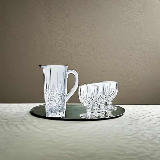 Nachtmann Noblesse Pitcher and Glasses Set | 5 Piece Set Includes 1 Pitcher and 4 All Purpose Glasses | Made of Clear Crystal Glass | Dishwasher Safe