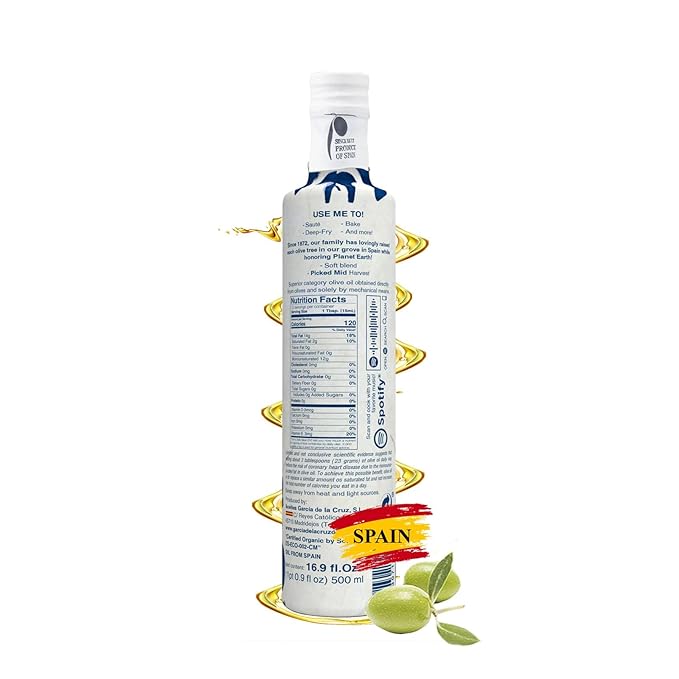 Organic Extra Virgin Olive Oil by Garcia de la Cruz, Mild Smooth Flavor for Everyday Use, Spanish Organic Olive Oil, Single-Origin Family Owned