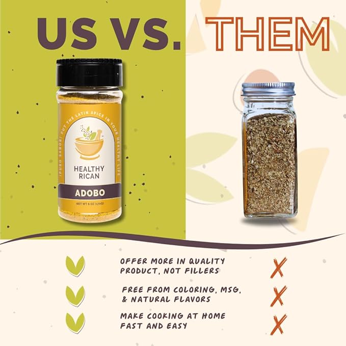 Healthy Rican Adobo Sazon Sofrito Seasoning and Herbs Mix Dry Non GMO No Preservatives MSG Artificial Coloring Gluten Free Diabetes Keto Friendly Whole 30 Approved (Regular Variety Bundle)