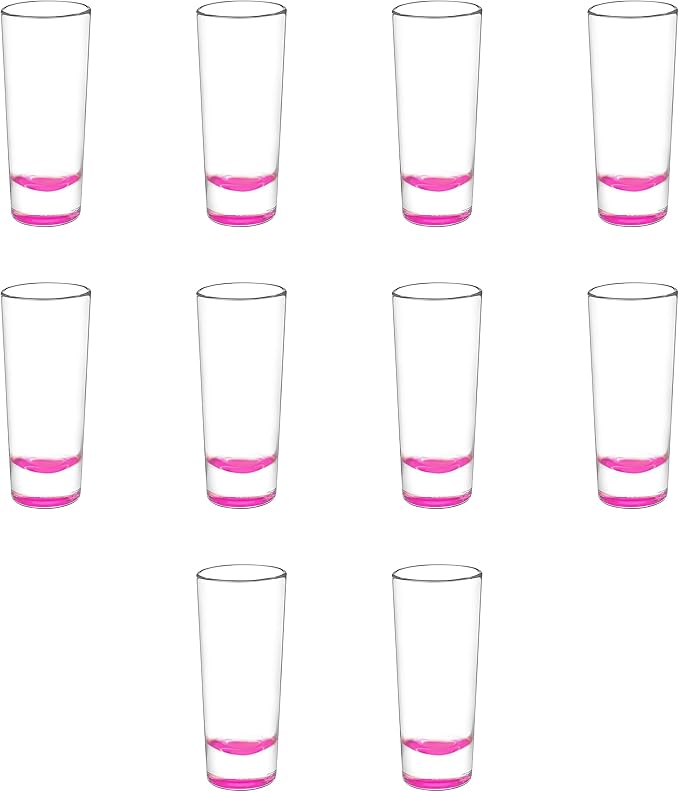 DISCOUNT PROMOS Cordial Shooter Shot Glasses 2 oz. Set of 10, Bulk Pack - Great for Birthdays, Parties, Indoor & Outdoor Events - Pink