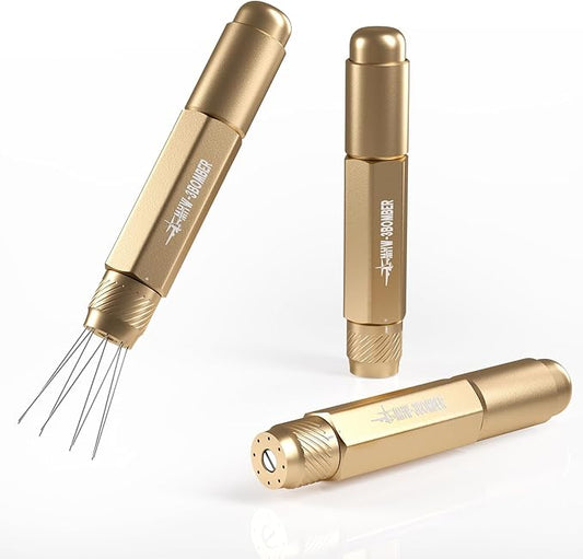MHW-3BOMBER WDT Tool Espresso Distribution Tool Retractable Espresso Coffee Stirrer, Adjustable Range Coffee Distributor for Barista, Magnetic Store, 0.4mm 8 Needles with 8 Extra, Gold, T6190-OS