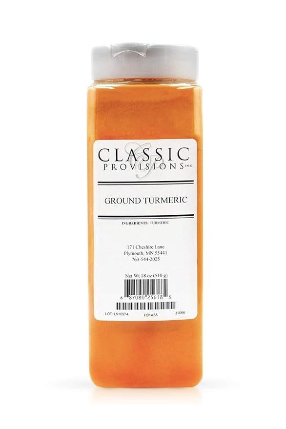 Classic Provisions Spices, Turmeric 18oz Ideal for Curry Vegetables Rice Soup Spice Blends and More, Ground Tumeric, 18 Ounce
