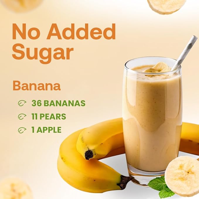 Dr. Smoothie 100% Crushed Banana ??No Added Sugar, Made with Real Fruits/Fruit Juice ??Vegan, No Artificial Colors or Flavors ??Rich & Creamy Sweetness of Perfectly Ripe Bananas ??46 oz Bottle