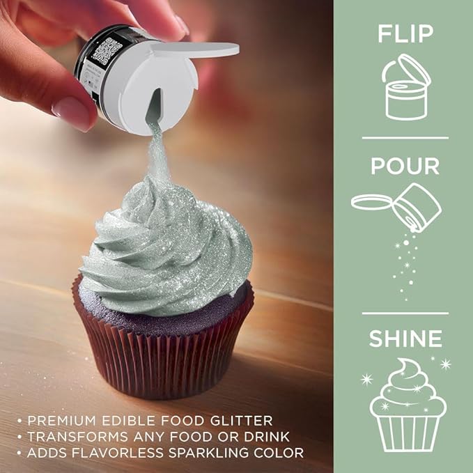 Bakell - Silver Sage Tinker Dust (5g, 1x Jar) Edible Glitter for Food, Desserts, and Beverages!