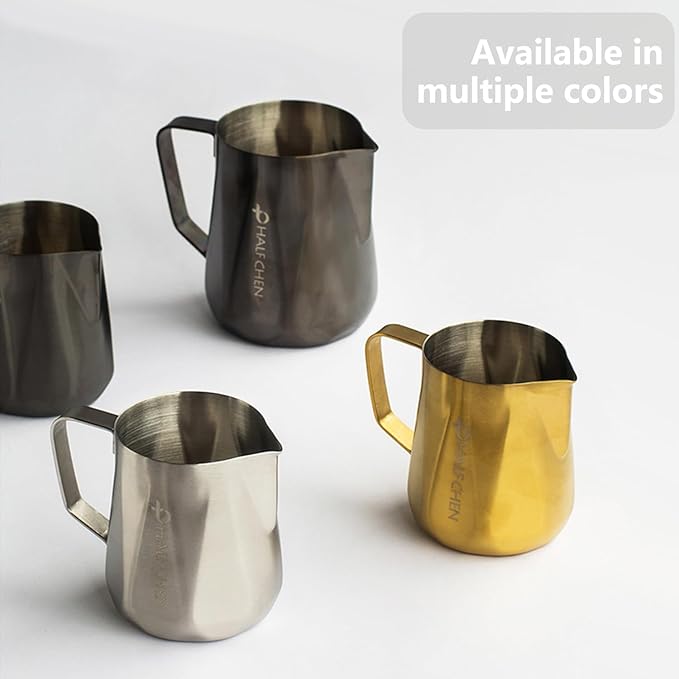 Milk Frothing Pitcher,350ml/600ml Milk Frother Cup Stainless Steel Kettle (12oz/20oz) Coffee Bar Cappuccino Espresso Machine Accessories Barista Tools (12oz)