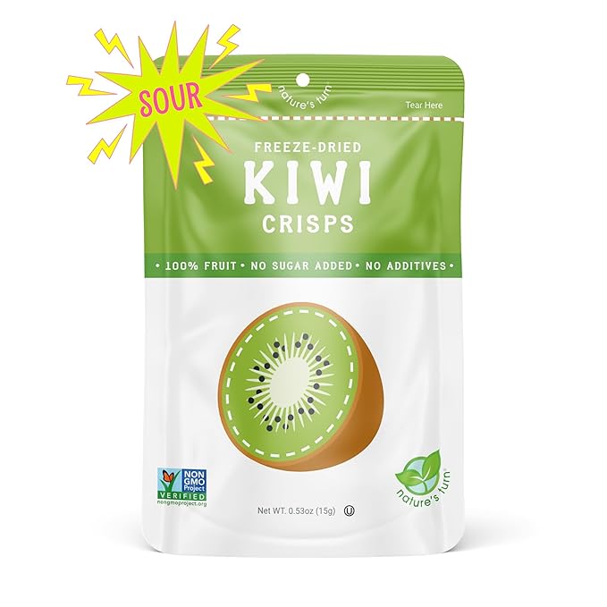 Nature’s Turn Freeze-Dried Fruit Crisps – Healthy, Gluten-Free, Crispy & Delicious, Plant-Based Snack, Ideal for Cereal, Smoothies, School Lunches, & On-the-Go, Sour Kiwi, Pack of 6 (0.53 oz Each)