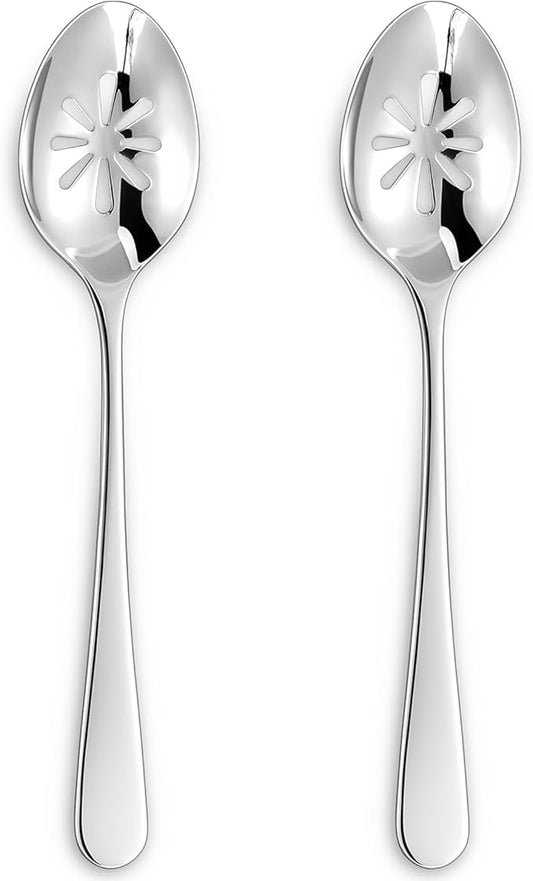 KEAWELL Premium Louise 9" Serving Spoon Set ??18/10 Stainless Steel - Uniting Elegance and Durability - Exquisite Serving Utensils for Parties (Slotted Spoon)