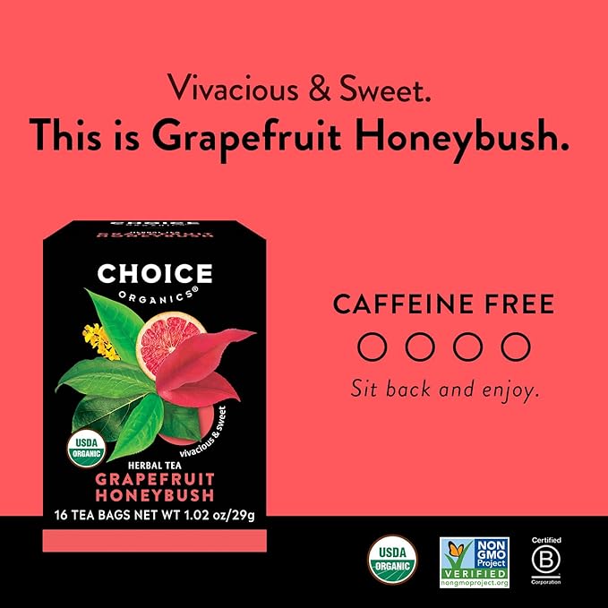 Choice Organic Teas - Herbal Tea Variety Pack Sampler - Includes Rooibos, Grapefruit Honeybush, and Mint Sage Organic Teas - 48 Tea Bags (Pack of 3)