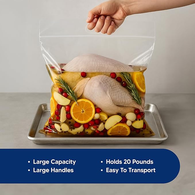 HIC Kitchen Roasting Turkey Brining Bag, Holds 20-Pound Turkey, Brining Liquids, and Seasonings, Set of 2