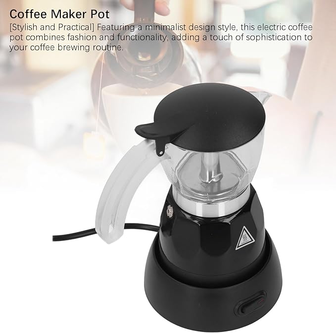 Asixxsix Electric Espresso Maker, 150ML Electric Espresso Coffee Maker, Electric mocha Pot with Detachable Base, Aluminum Electric Mocha Pot, Coffee Machine for Home Kitchen Office