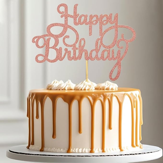 1 PCS Rose Gold Birthday Cake Topper Happy Birthday Cake Toppers Happy Birth Cake Decorations Girls Women's Celebrating Anniversary Birthday Party Decorations