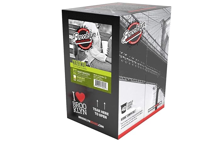 Brooklyn Beans Hazelnut Gourmet Coffee Pods, Compatible with 2.0 Keurig K Cup Brewers, 40 Count (BB HA40)