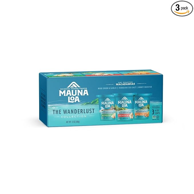 Mauna Loa Premium Roasted Macadamia Nuts, Island Classic Variety Pack,4 Ounce (Pack of 3)