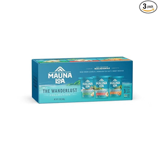 Mauna Loa Premium Roasted Macadamia Nuts, Island Classic Variety Pack,4 Ounce (Pack of 3)