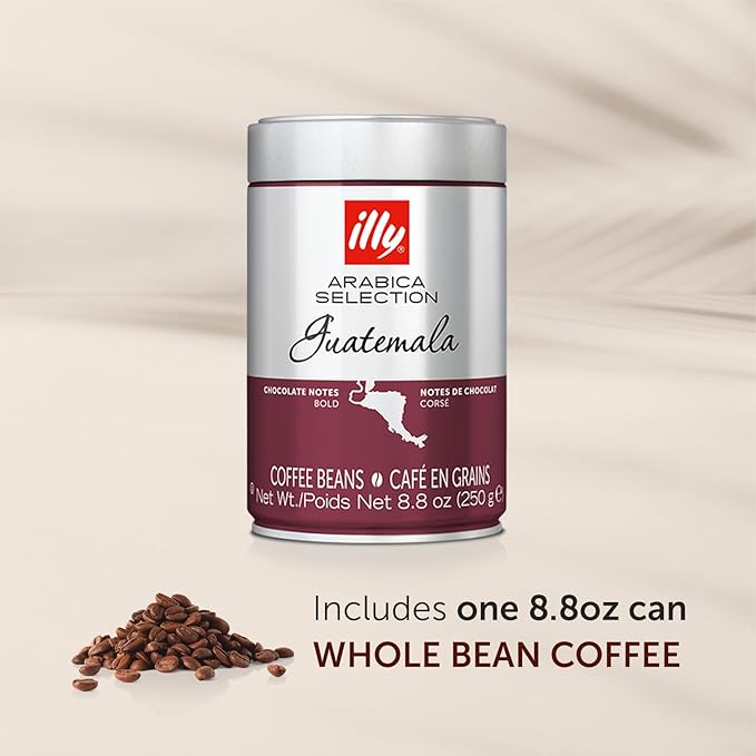 illy Whole Bean Coffee - Perfectly Roasted ??Guatemala Dark Roast - with Notes of Chocolate ??Complex & Balanced - 100% Arabica Beans - No Preservatives ??8.8 Ounce
