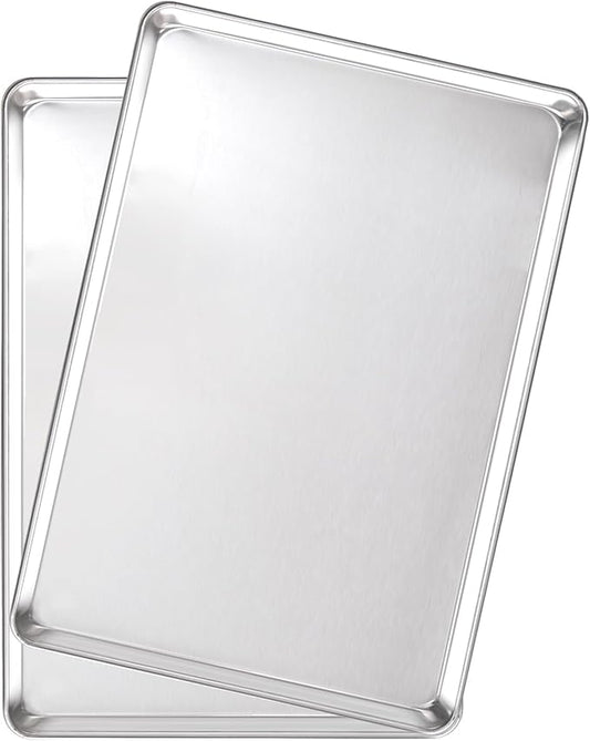 HARDURA Aluminum Baking Sheet Pan 18”L X 13”W X 1”H Cookie Sheet, 2Packs, Non Toxic & Easy Clean