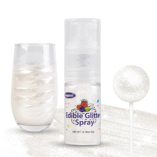 Shimmer White Edible Glitter Spray, 5g Food Grade, Edible Glitter for Drinks, Luster Dust for Cake Decorating, Baking, Cocktails, Chocolate, Strawberry