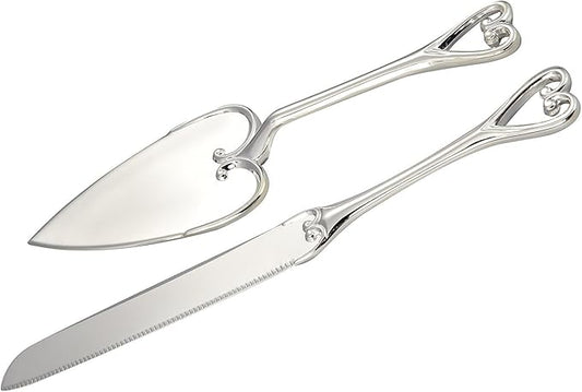 Heart Handle Cake Knife and Server Set - Perfect for Weddings, Anniversaries, and Celebrations