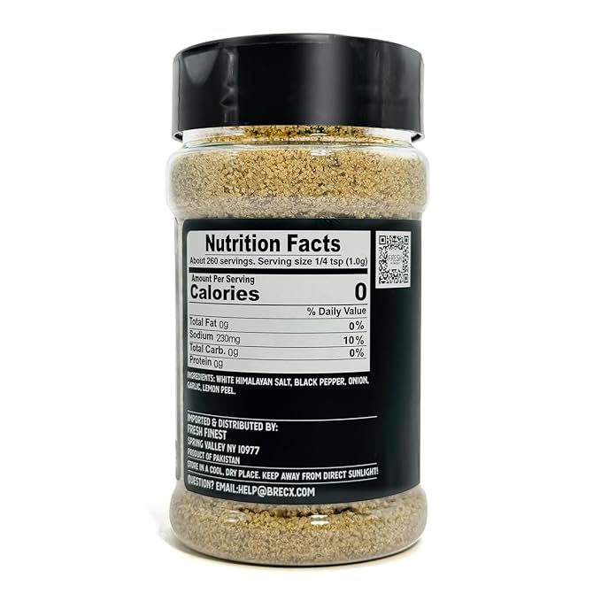 Fresh Finest Lemon Pepper Seasoning - 9.17oz (260g) - Tangy, Authentic, Kosher, All-Natural, Non-GMO, Gluten-Free