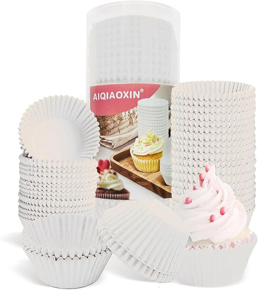 500pcs Standard white cupcake liners for baking,food grade cupcake wrappers,non-stick, greaseproof parchment muffin liners,by Bake Choice (500PCS White)